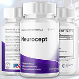 Etiqueta frontal de Neurocept Syvor, información clara sobre ingredientes naturales.