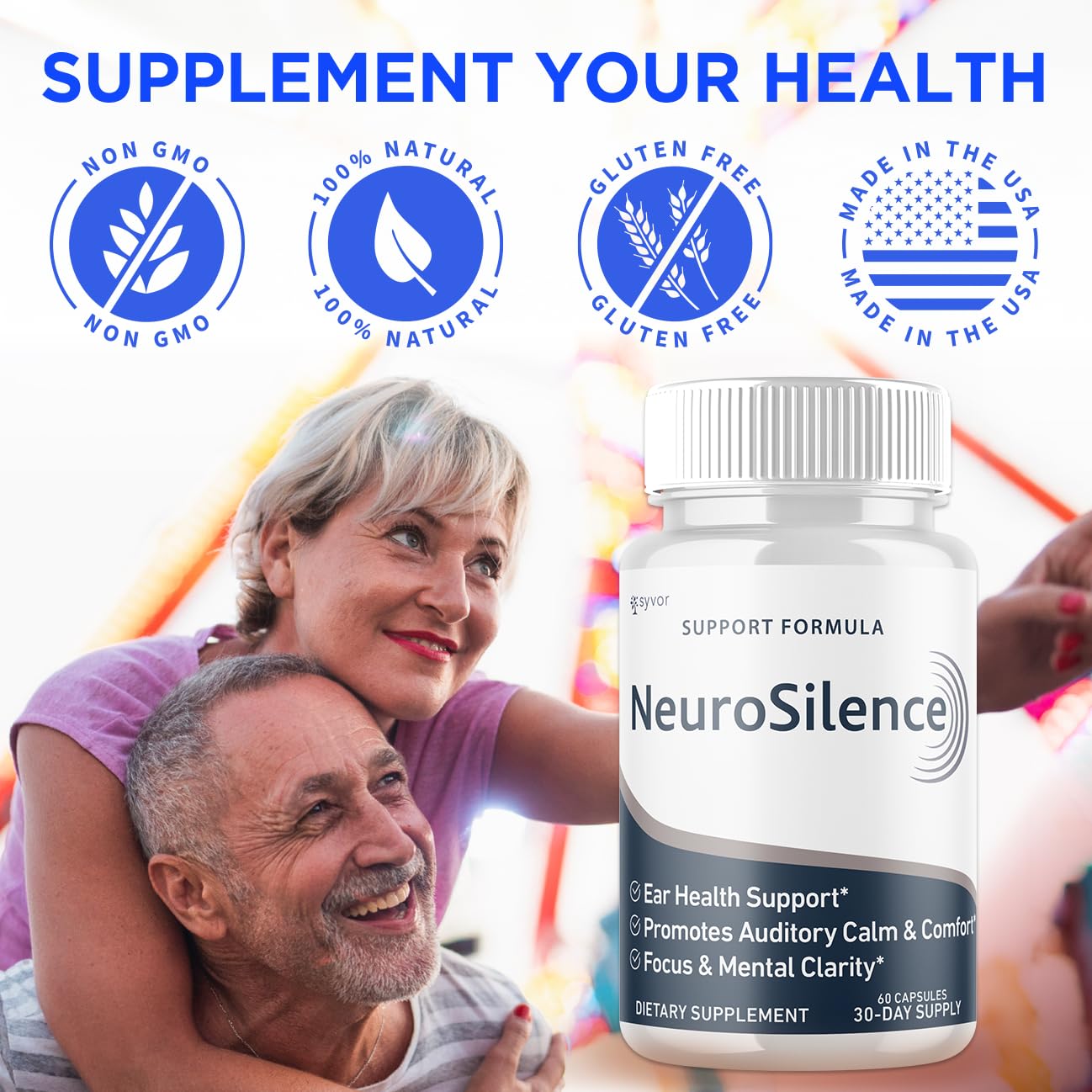 Embalaje de tres envases Neurosilence, solución conveniente para el mes.