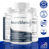 Etiqueta frontal de Neurosilence muestra la marca Syvor y beneficios naturales.