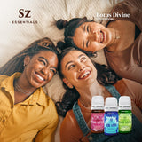 Sz Essentials Lotus Set: empaque elegante para colección de aceites.