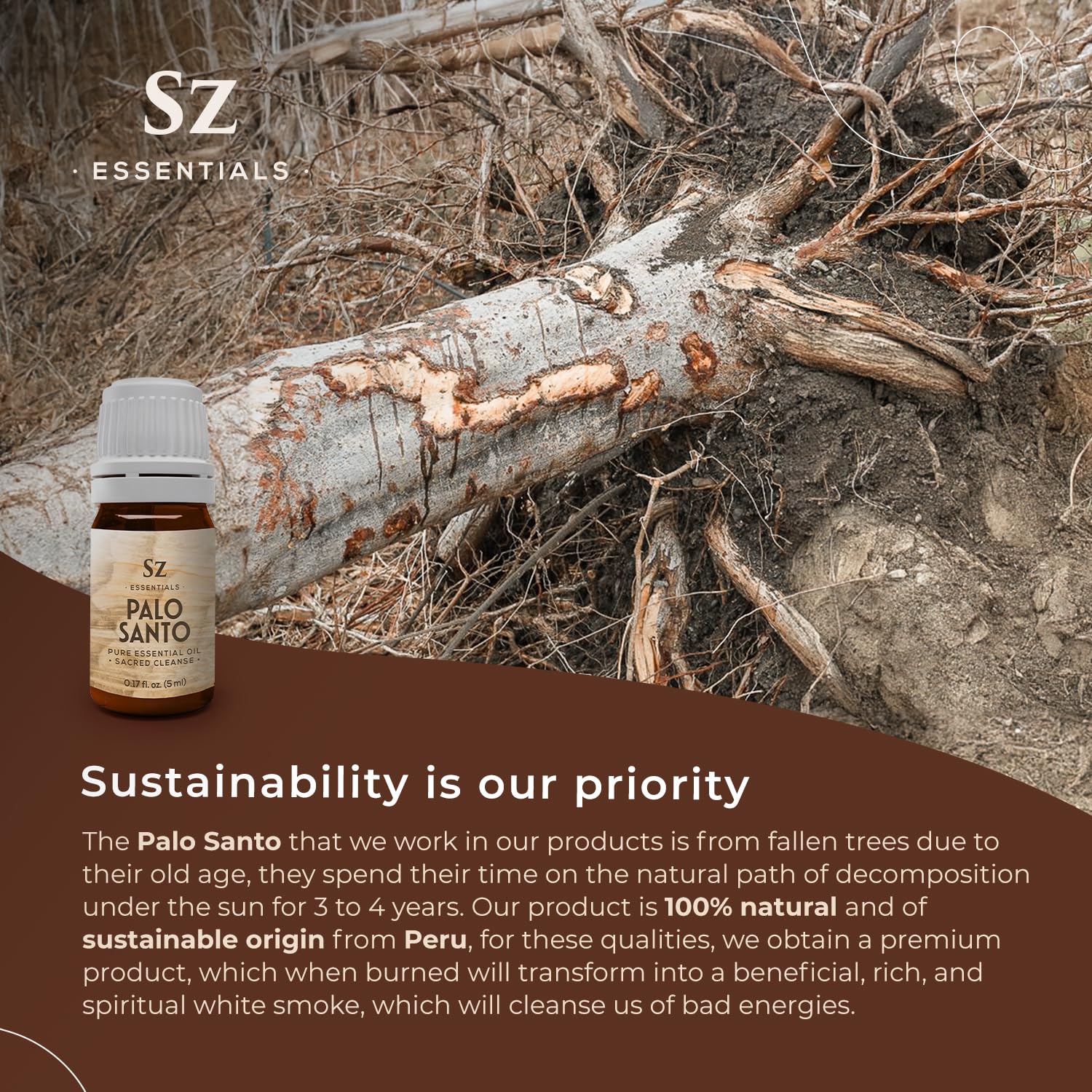 Sz Essentials Palo Santo Aroma Madera Dulce: fragancia cálida para momentos de calma