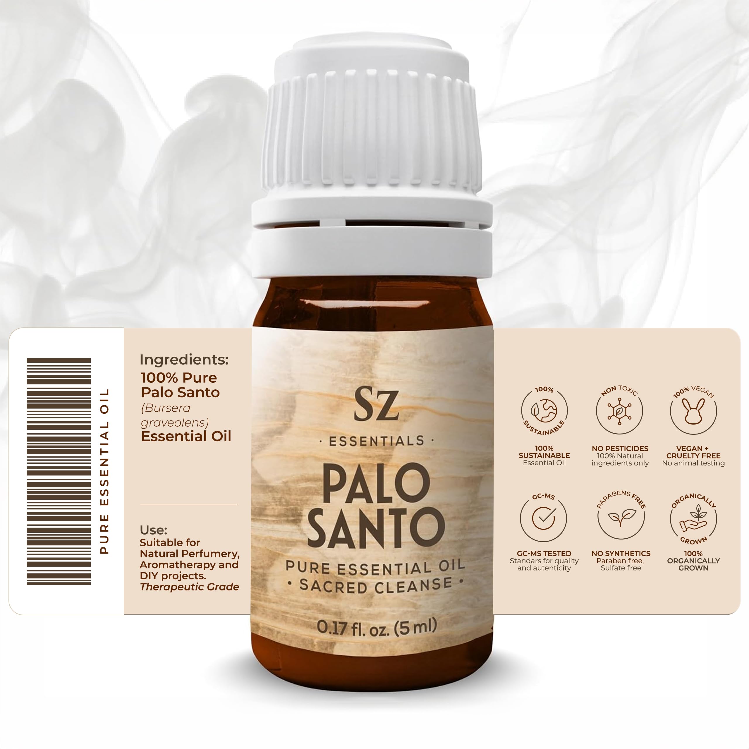 Sz Essentials Palo Santo Difusor Aromaterapia: difunde notas maderosas para ambiente tranquilo