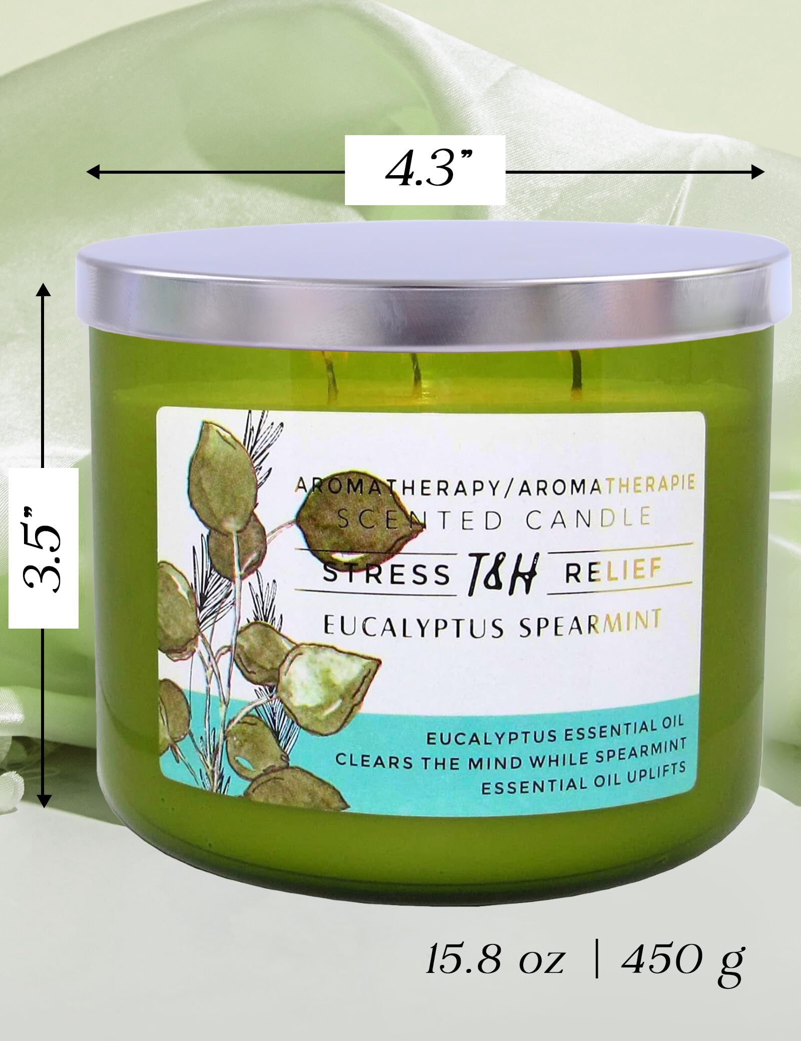 Detalle de las mechas de algodón en vela T&H Eucalipto Menta.