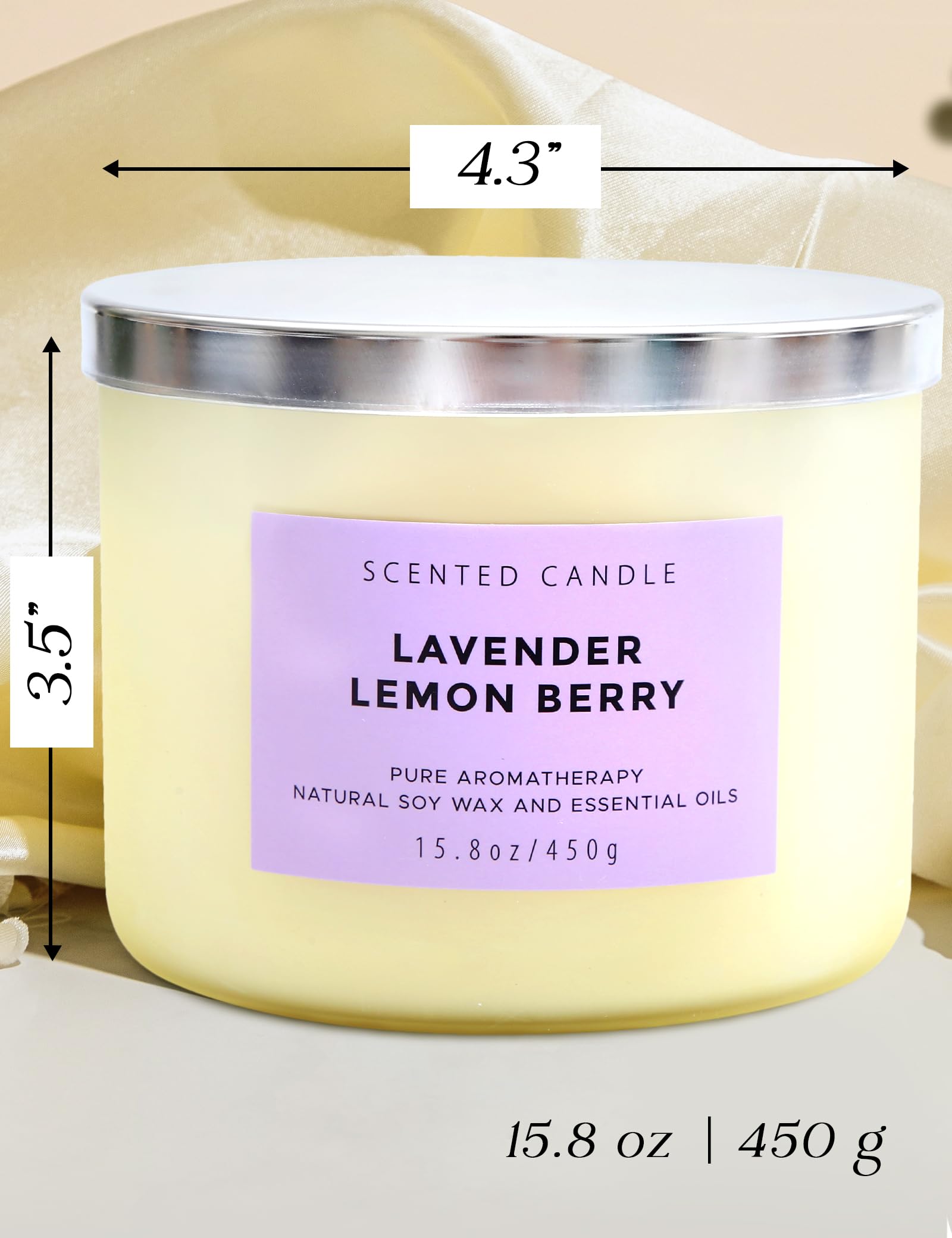 Vaso de vidrio amarillo de vela T&H Lavanda-Limón, diseño cálido para decorar.
