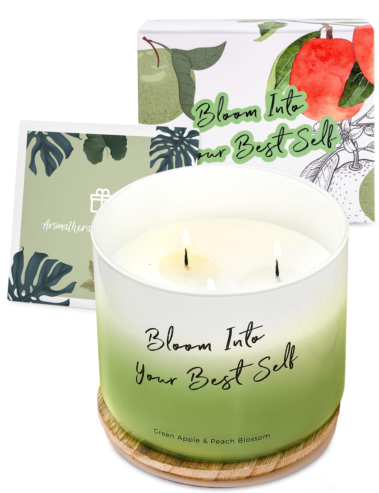 Frasco con degradado ombré verde-blanco de la vela T&H.