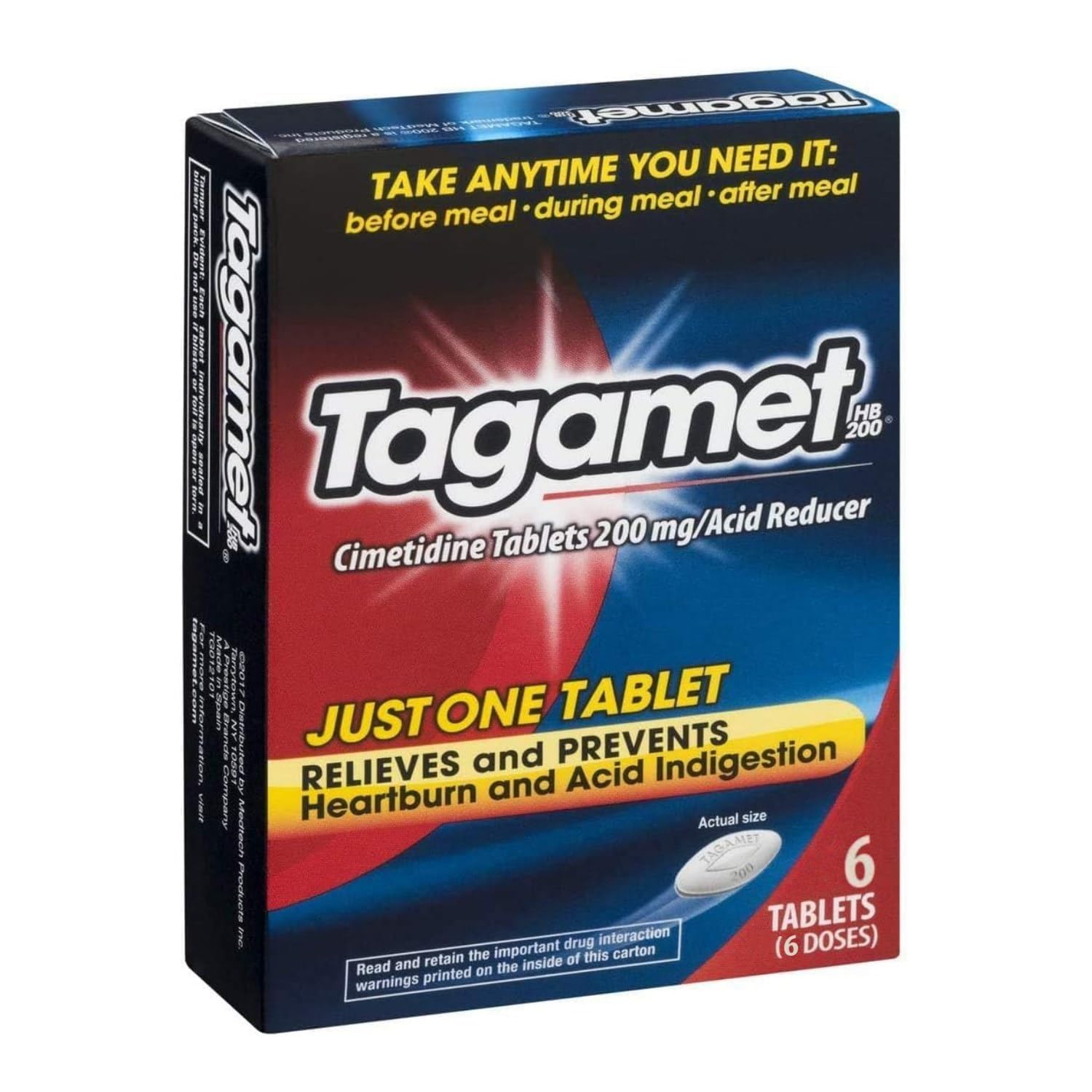 Tagamet HB 200 mg, frente del empaque, alivio posible del ardor estomacal.