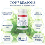 Capsulas veganas Tahiro Omega-3 en mano, faciles de tragar para uso diario.