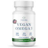 Capsulas veganas Tahiro Omega-3 en caja, favorecen la salud cerebral.