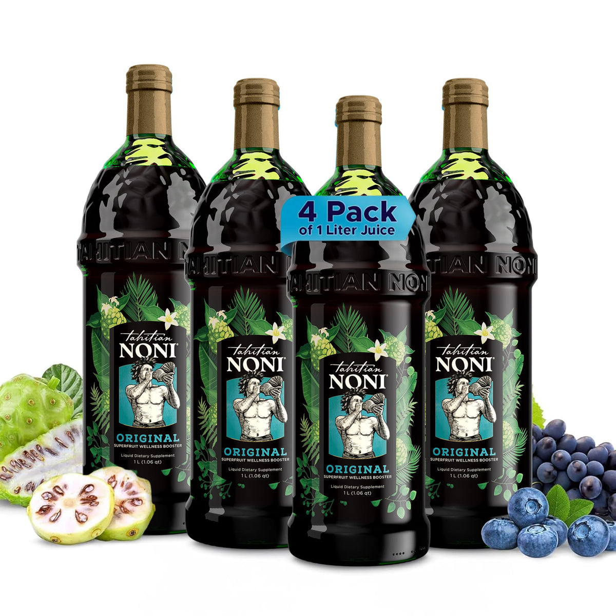 Tahitian Noni jugo vertido en vaso, posible impulso de vitalidad diaria