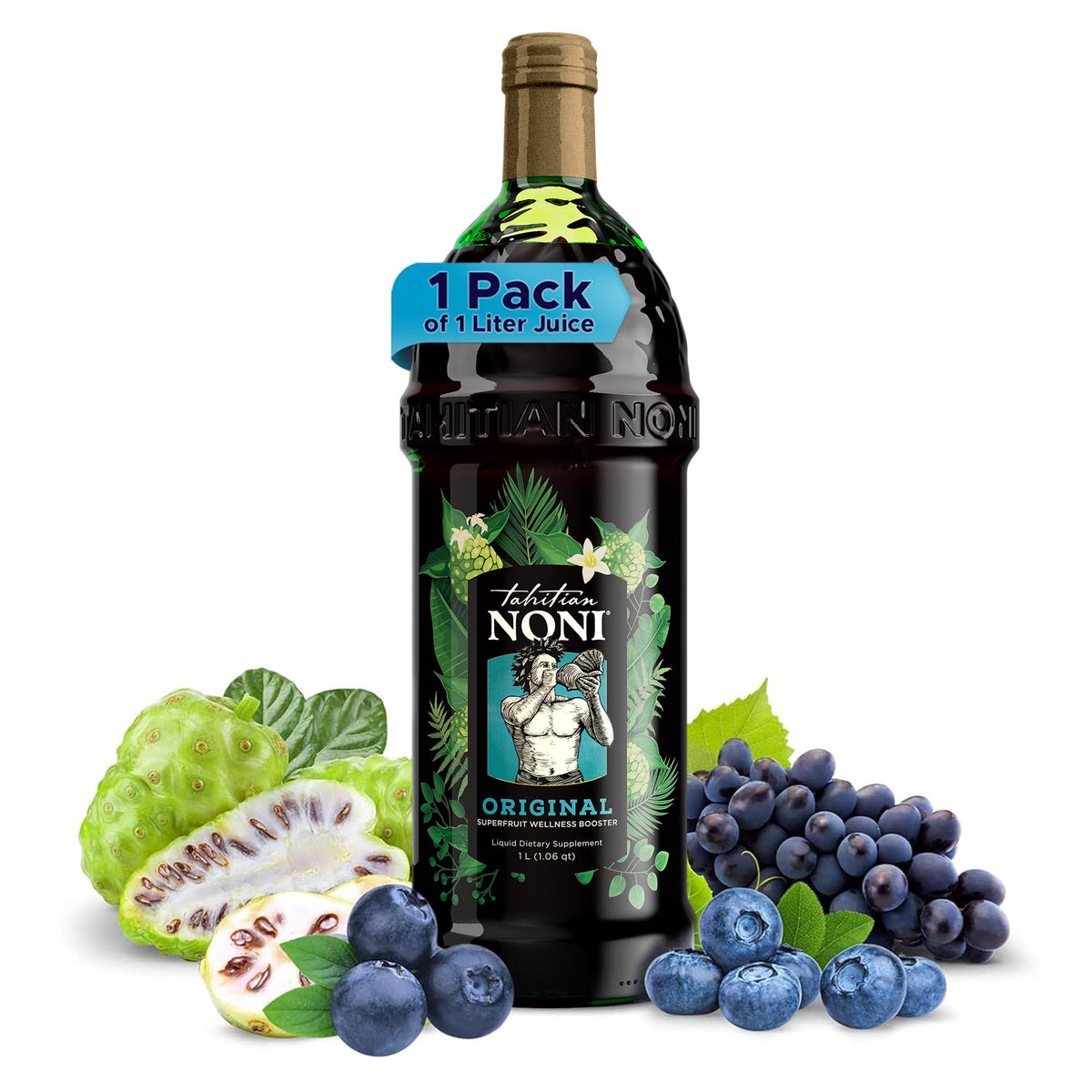 Tahitian Noni: botella 1L para beber sola o en batidos.