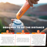 Tailwind Nutrition Endurance Fuel se disuelve en agua, quedando claro y listo para beber.