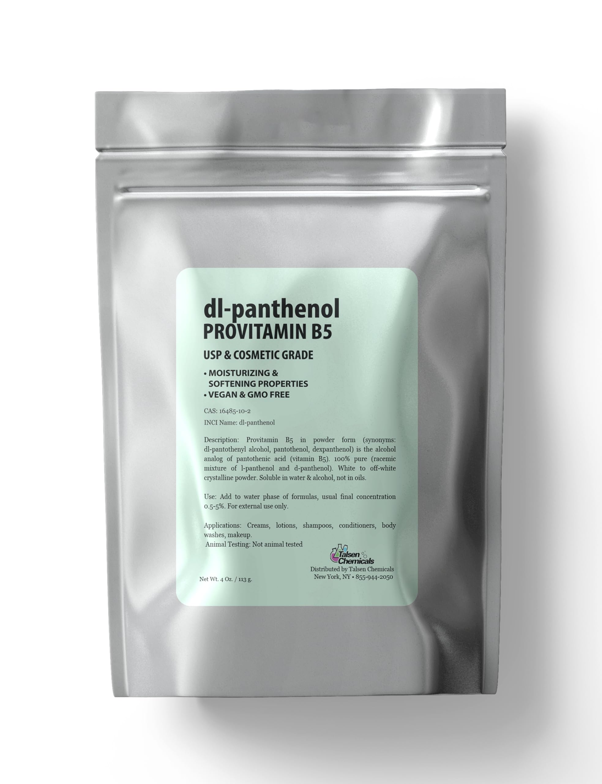 Envase de Provitamina B5 de Talsen Chemicals para formulaciones cosméticas.