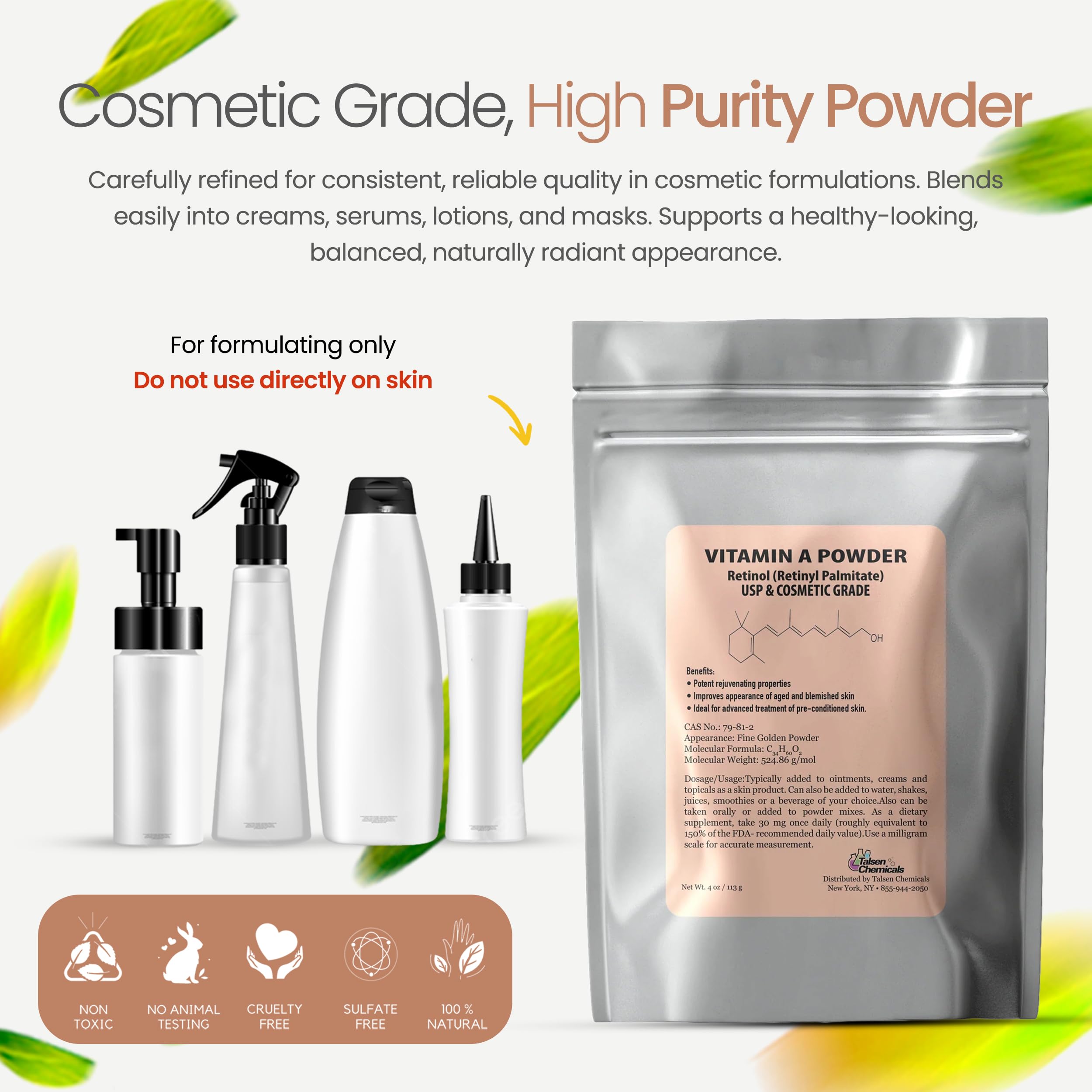 Talsen Chemicals Vitamina A en polvo, formulaciones con buena compatibilidad.