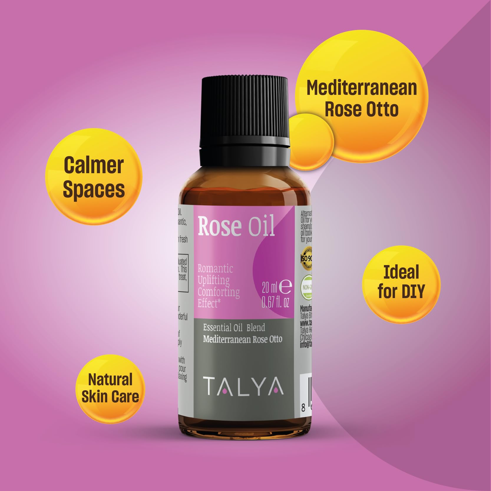 Talya Aceite Esencial de Rosas usado en piel para hidratación suave.