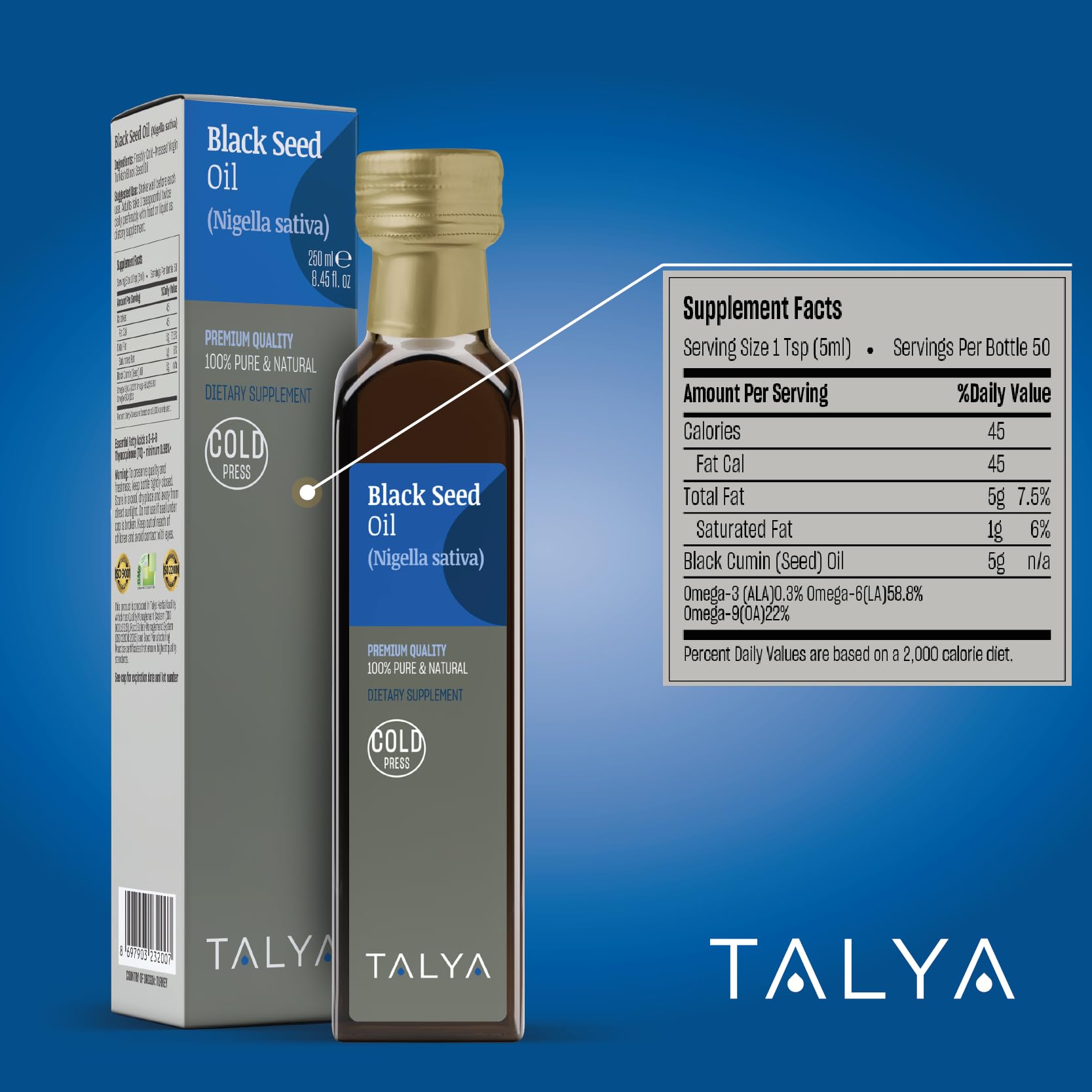 TALYA Proceso de prensado en frío mantiene nutrientes y aroma.