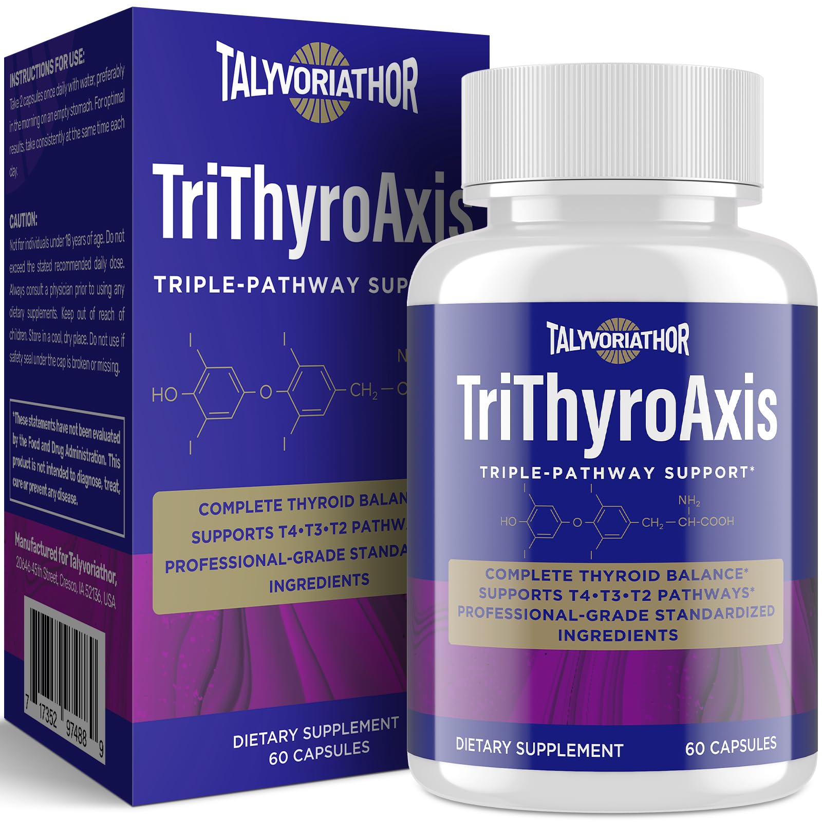 Talyvoriathor TriThyroAxis: cápsulas listas para uso diario, apoyo metabólico.