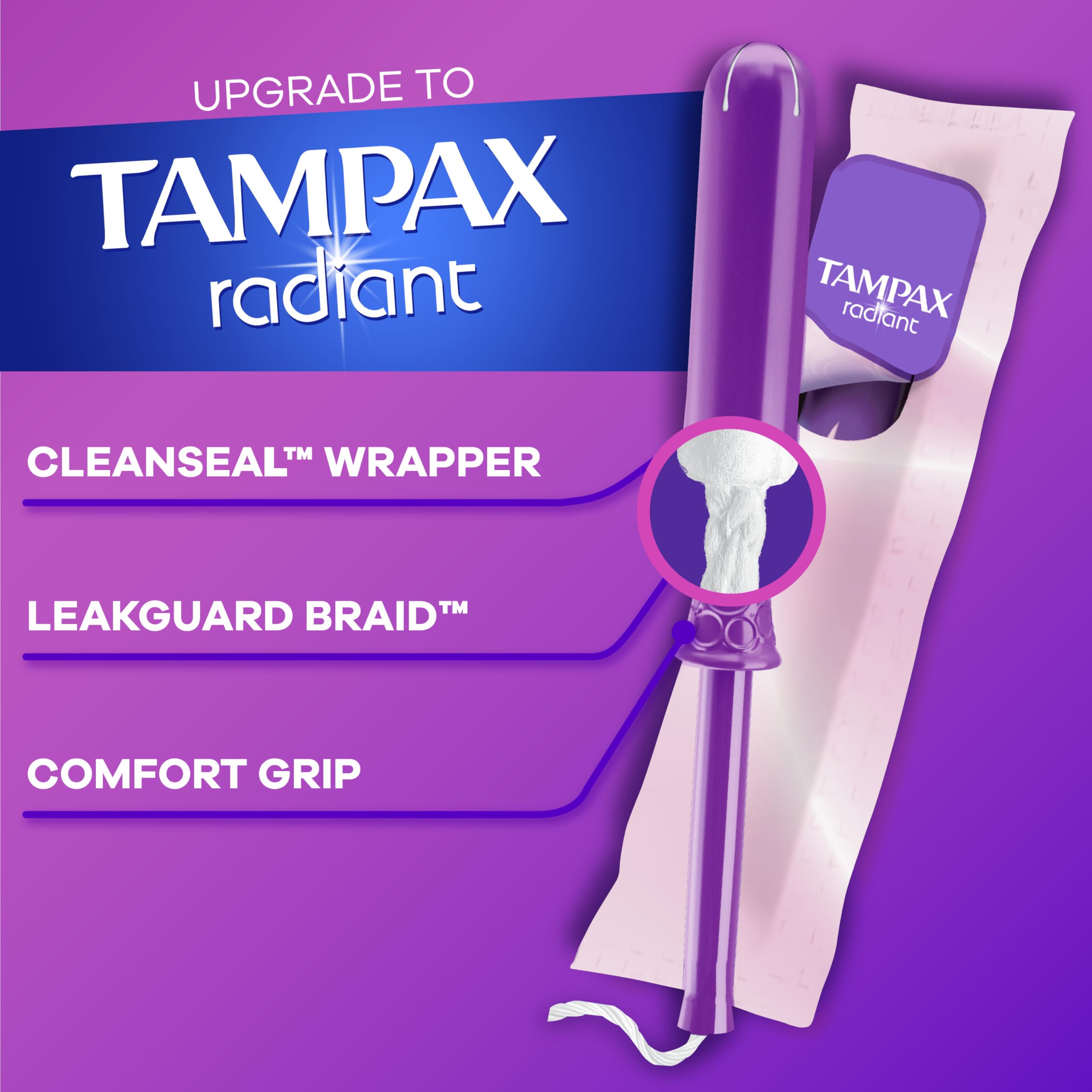 Caja Tampax de 40 tampones para mayor conveniencia.
