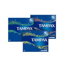 Caja Tampax Regular de 4 packs para conveniencia y transporte.