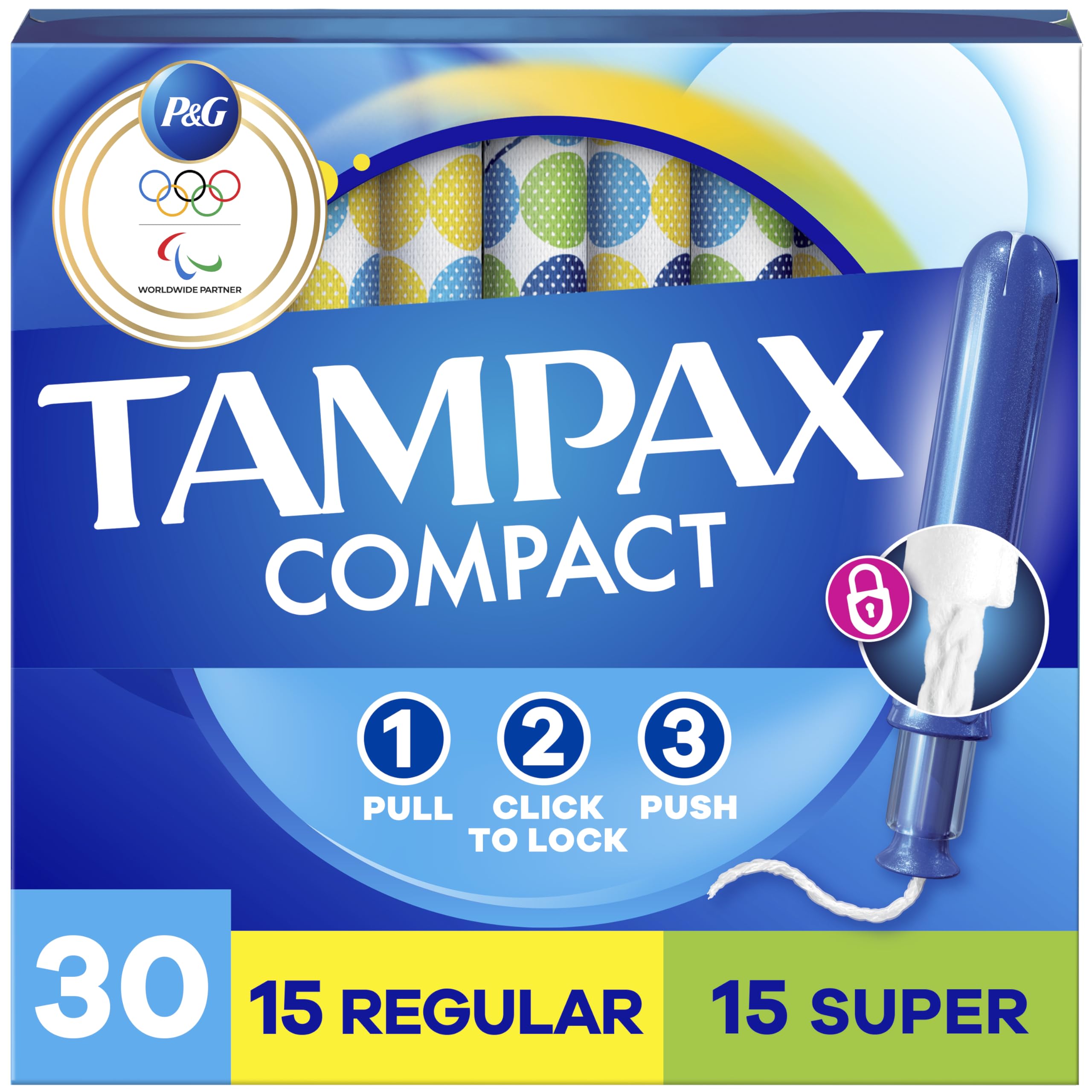 Tampones Tampax Compact Pearl: caja de 30 para protección diaria discreta.