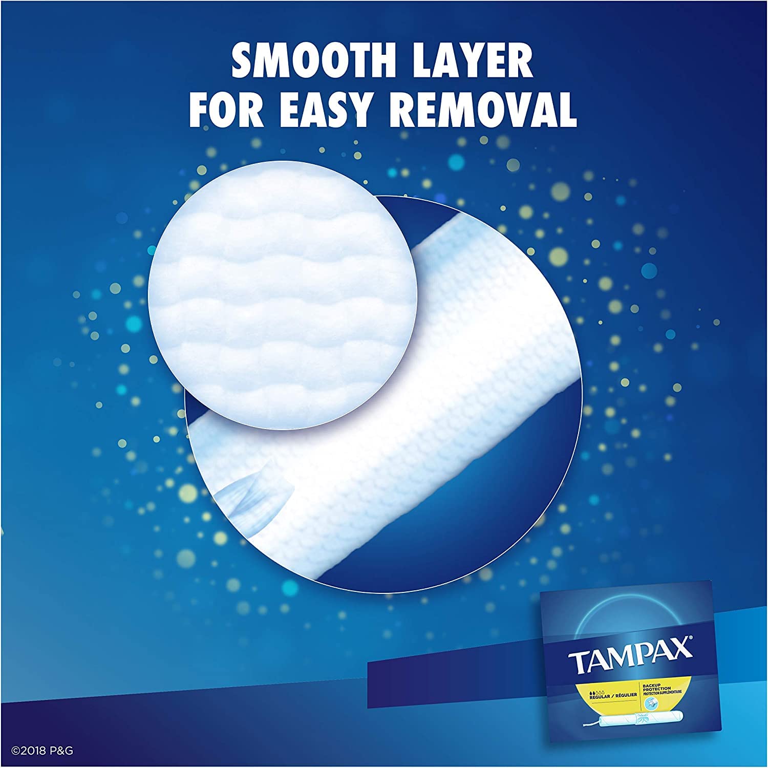 Empaque de cartón Tampax Regular para almacenamiento limpio.
