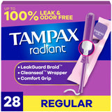 Tampax Radiant con grip texturizado facilita una inserción cómoda.