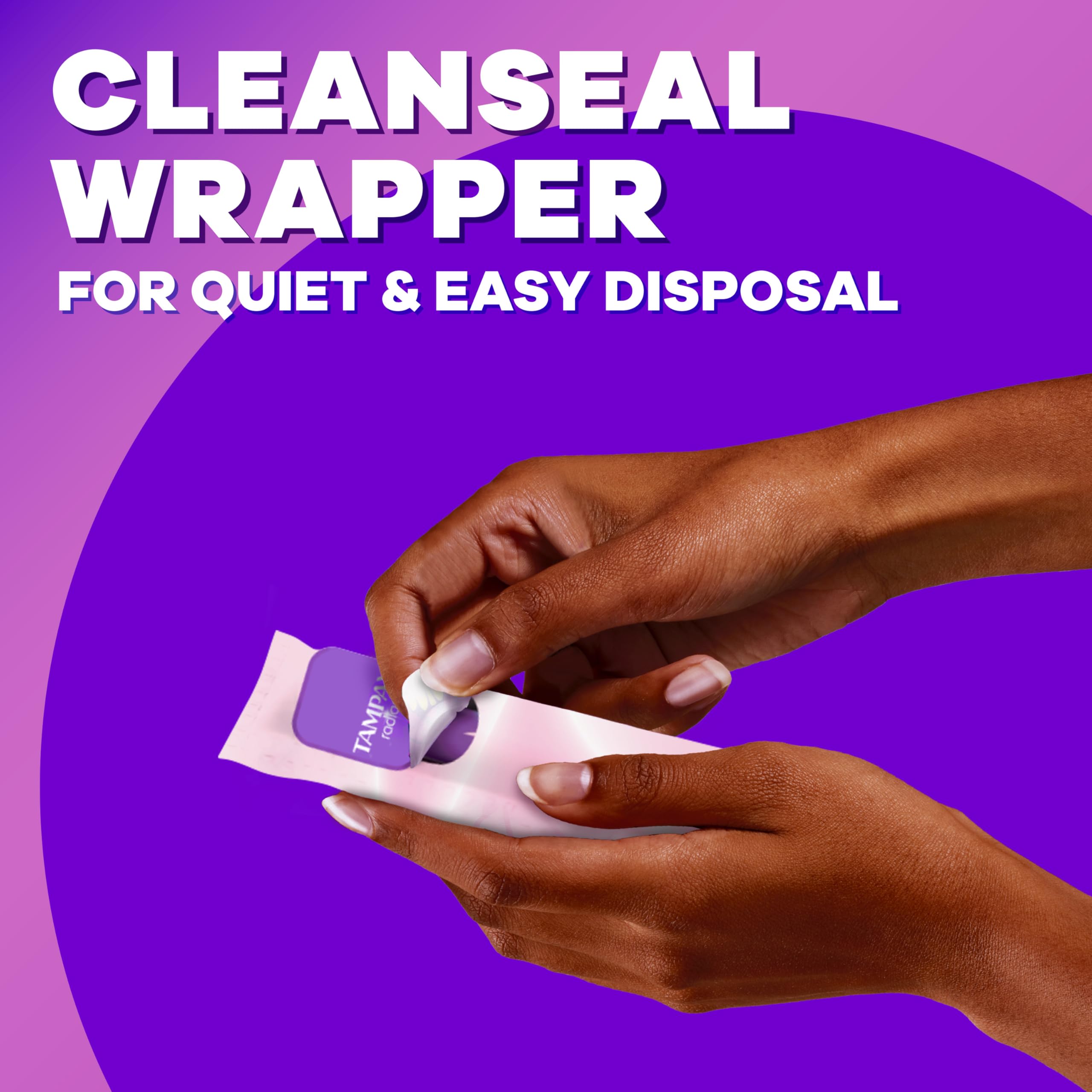Tampax Radiant con agarre texturizado para colocación suave.