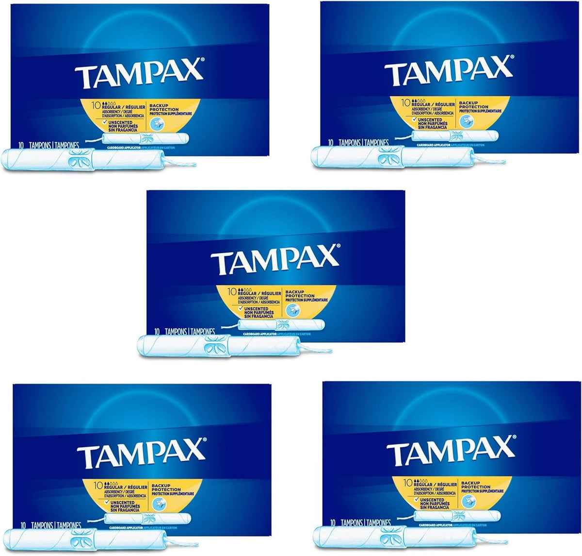 Tampax tampón regular, empaque de 10 unidades para uso diario cómodo