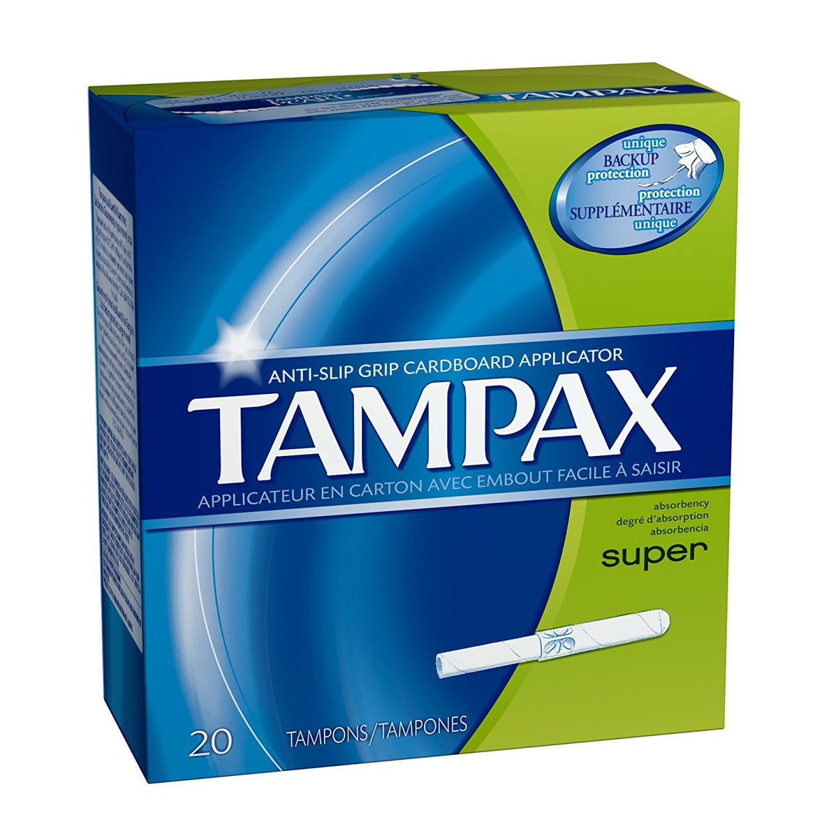Tampax tampón de alta absorción con aplicador desechable, protección diaria confiable.