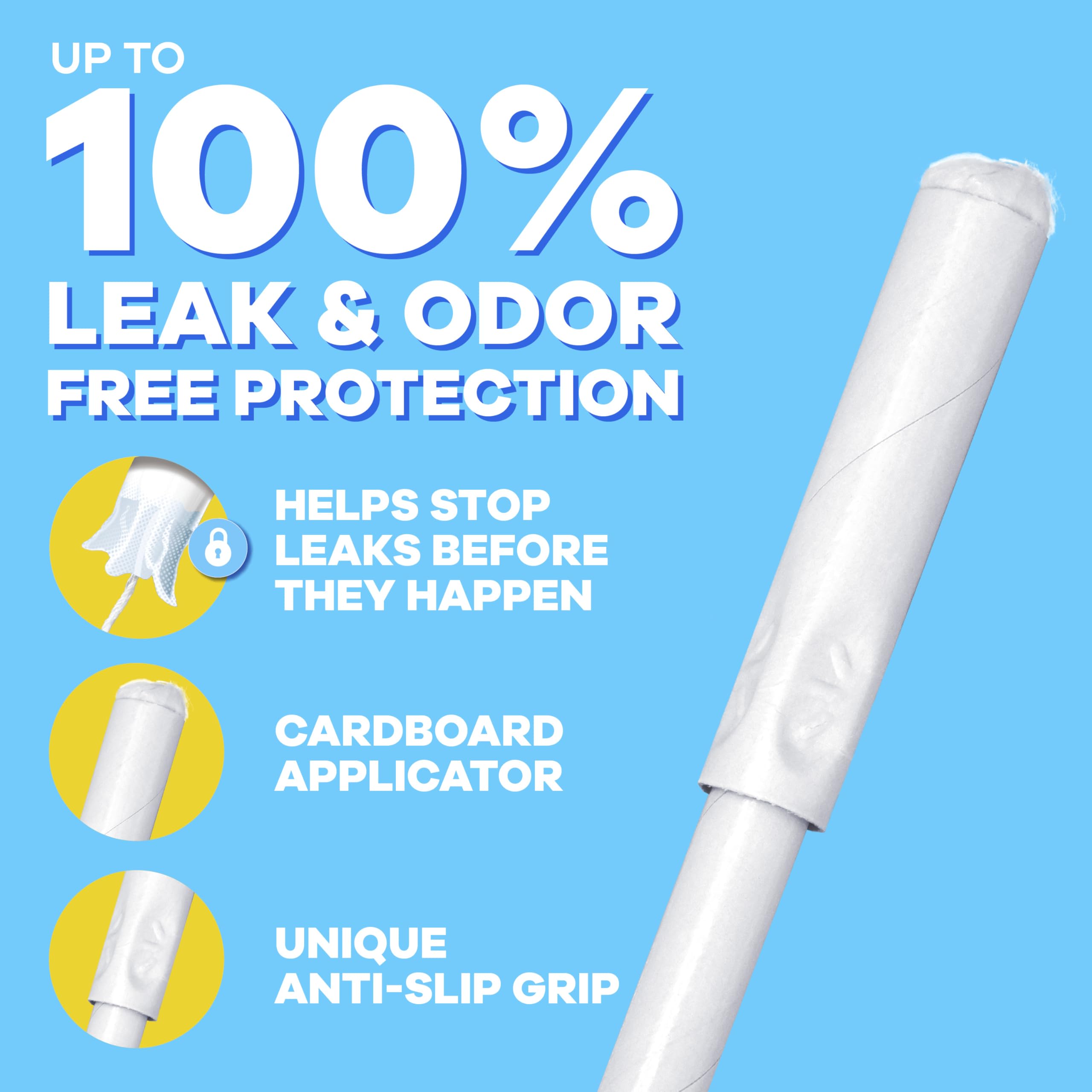 Tampax con agarre antideslizante para insertar con comodidad.