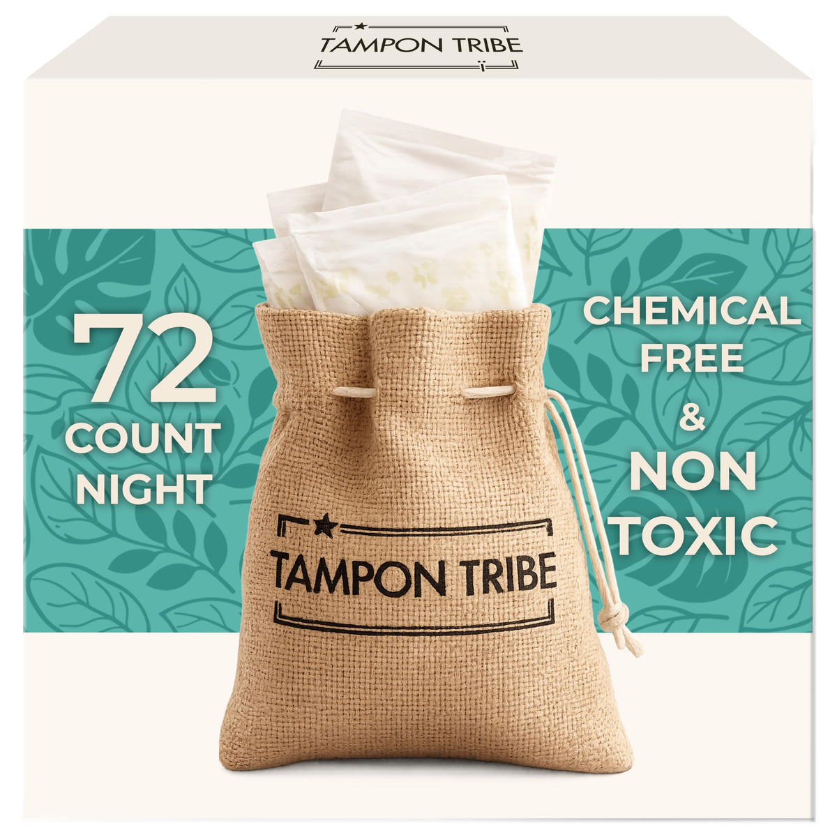 Tampon Tribe almohadillas nocturnas de algodón orgánico con alas para protección nocturna