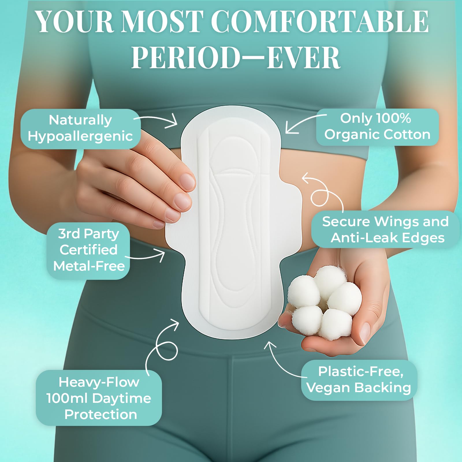 Tampon Tribe almohadillas de algodon organico para piel sensible y comodidad.