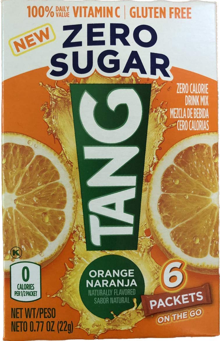 Tang Naranja, sobre apertura fácil para una bebida rápida con Vitamina C.