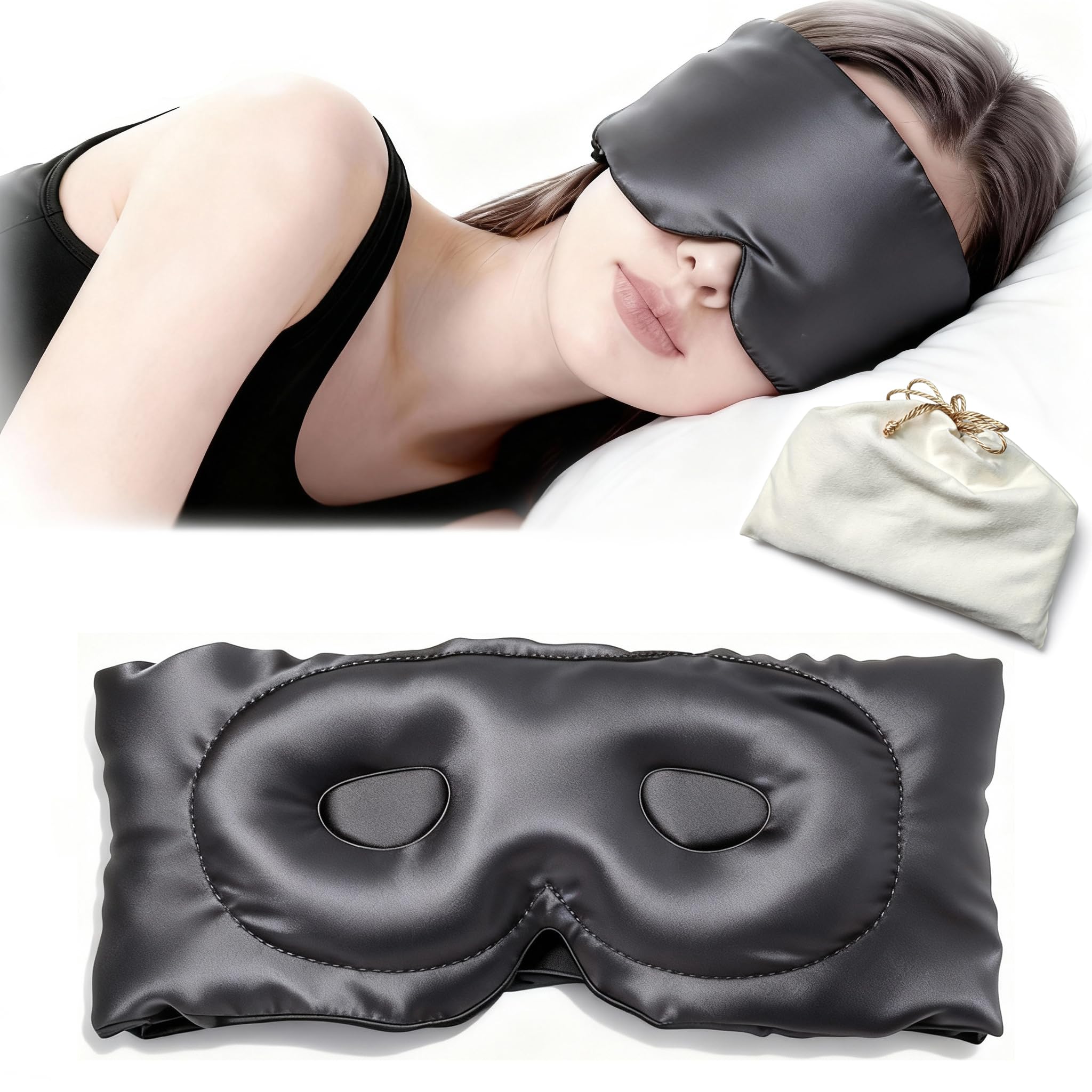 TANGOTOK mascarilla de seda Mulberry 22Momme 3D: suavidad y oscurecimiento total.