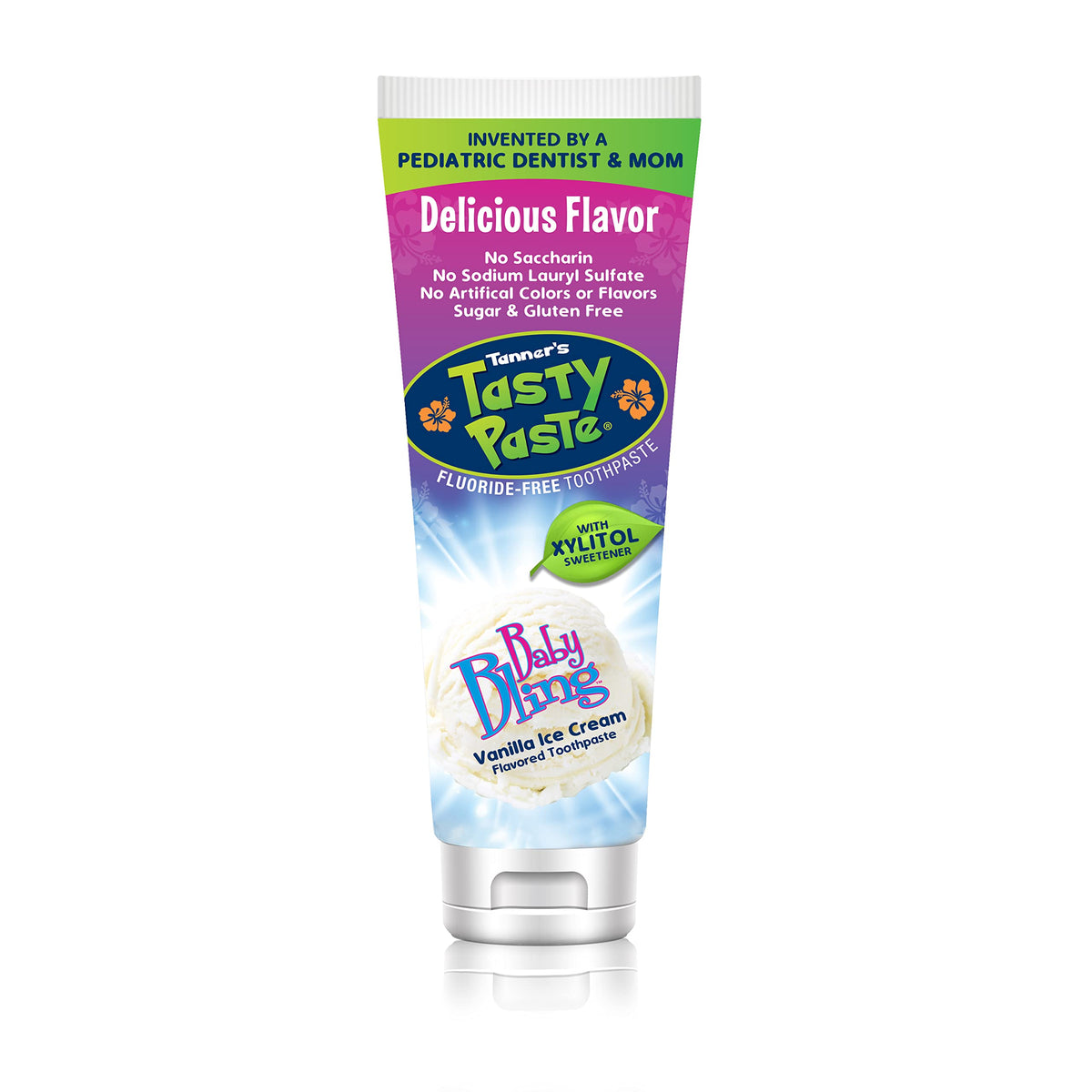 Tanner's Tasty Paste Baby Bling: botella de vainilla para cepillado diario seguro
