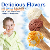 Tanner's Tasty Paste Cha Cha Chocolate, niños cepillándose, sabor chocolate agradable