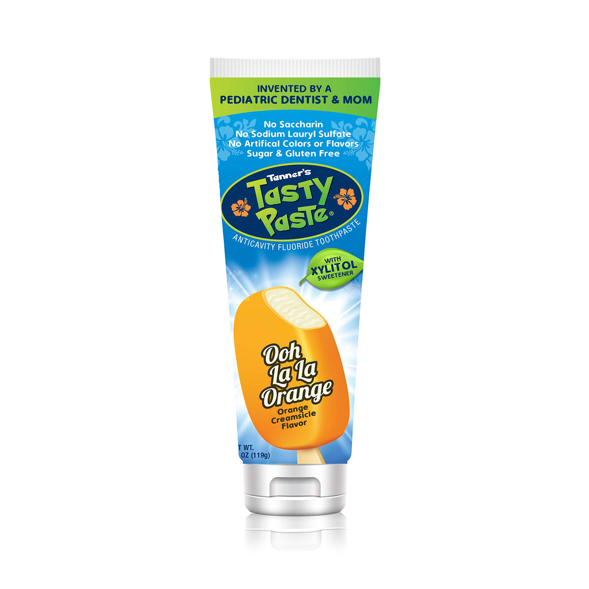 Tanner’s Tasty Paste Ooh La La Orange, botella para niños, ideal para cepillado diario