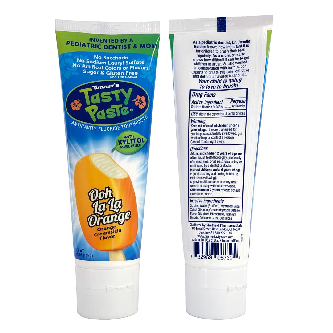 Sabor naranja suave de Tanner's Tasty Paste para cepillado diario