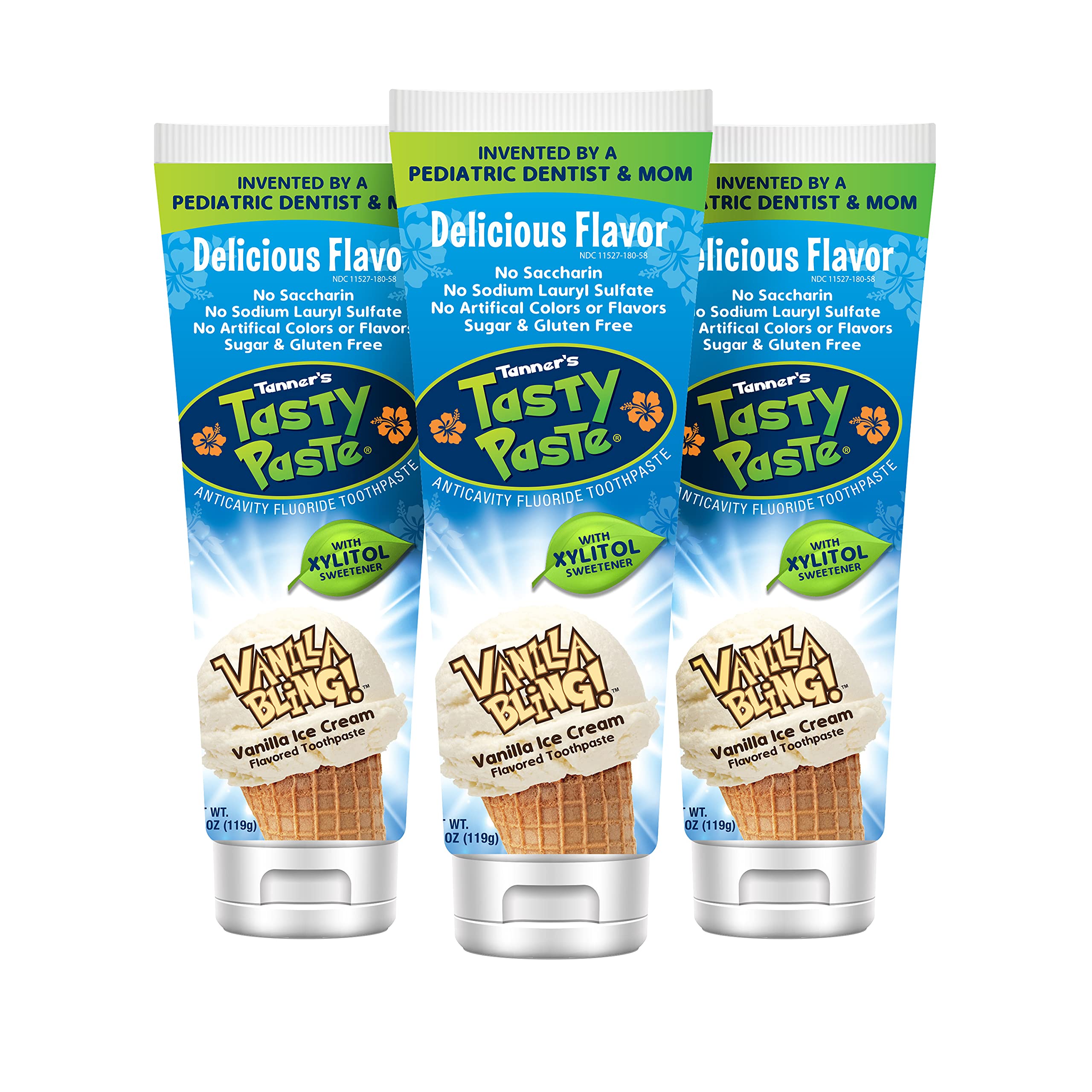 Tanner's Tasty Paste Vanilla Bling en empaque atractivo para niños