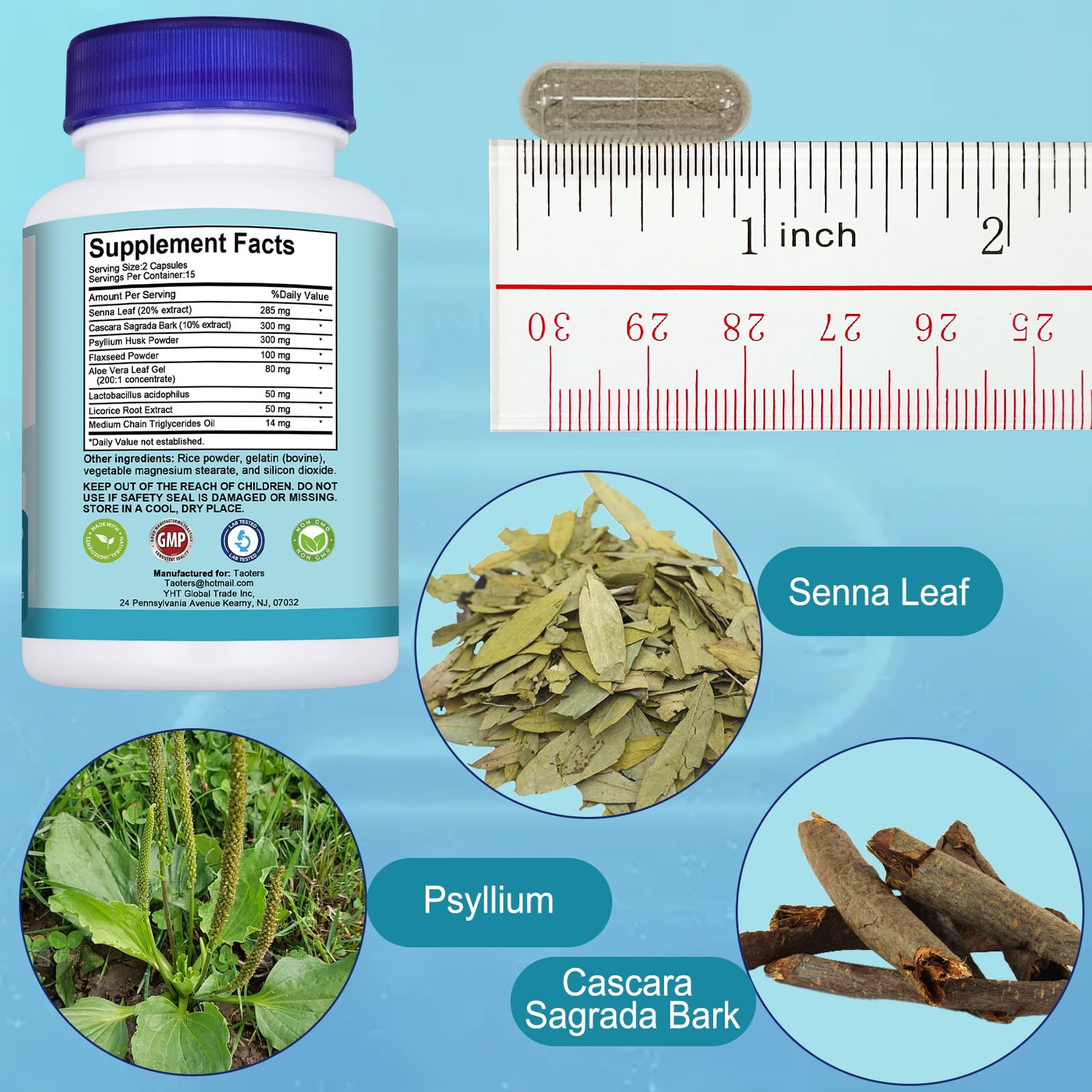Ingredientes naturales como senna y psyllium para apoyar la digestión