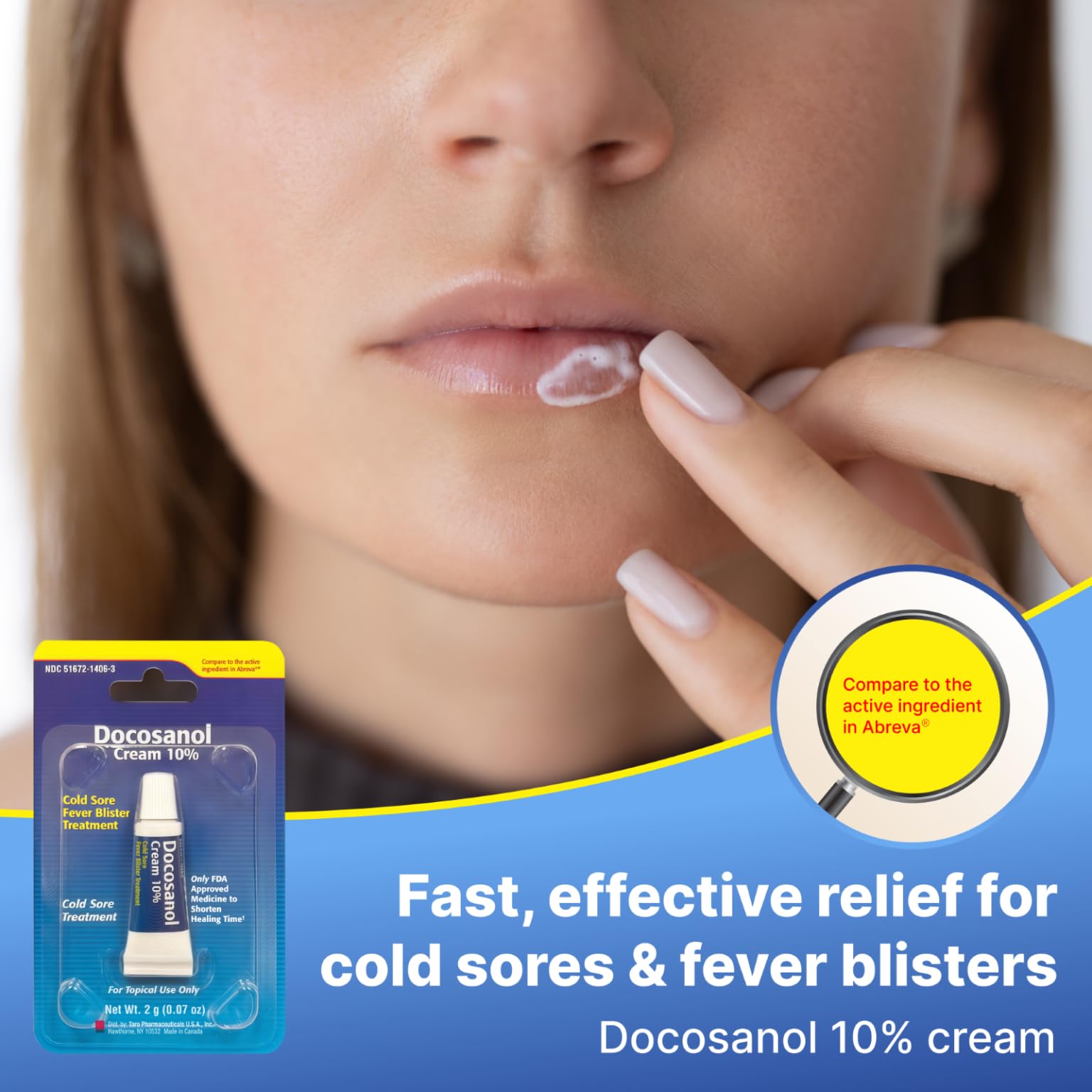 TARO crema herpes labial aplicacion en labios para alivio inmediato