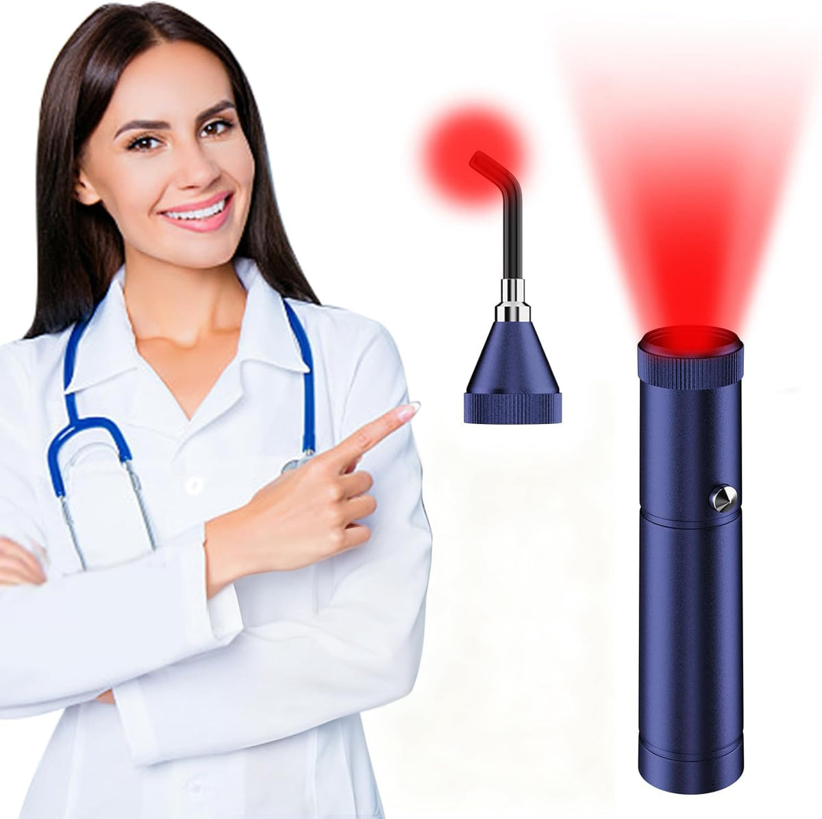 Tashi: dispositivo para labios con luz roja, posible alivio de molestias.
