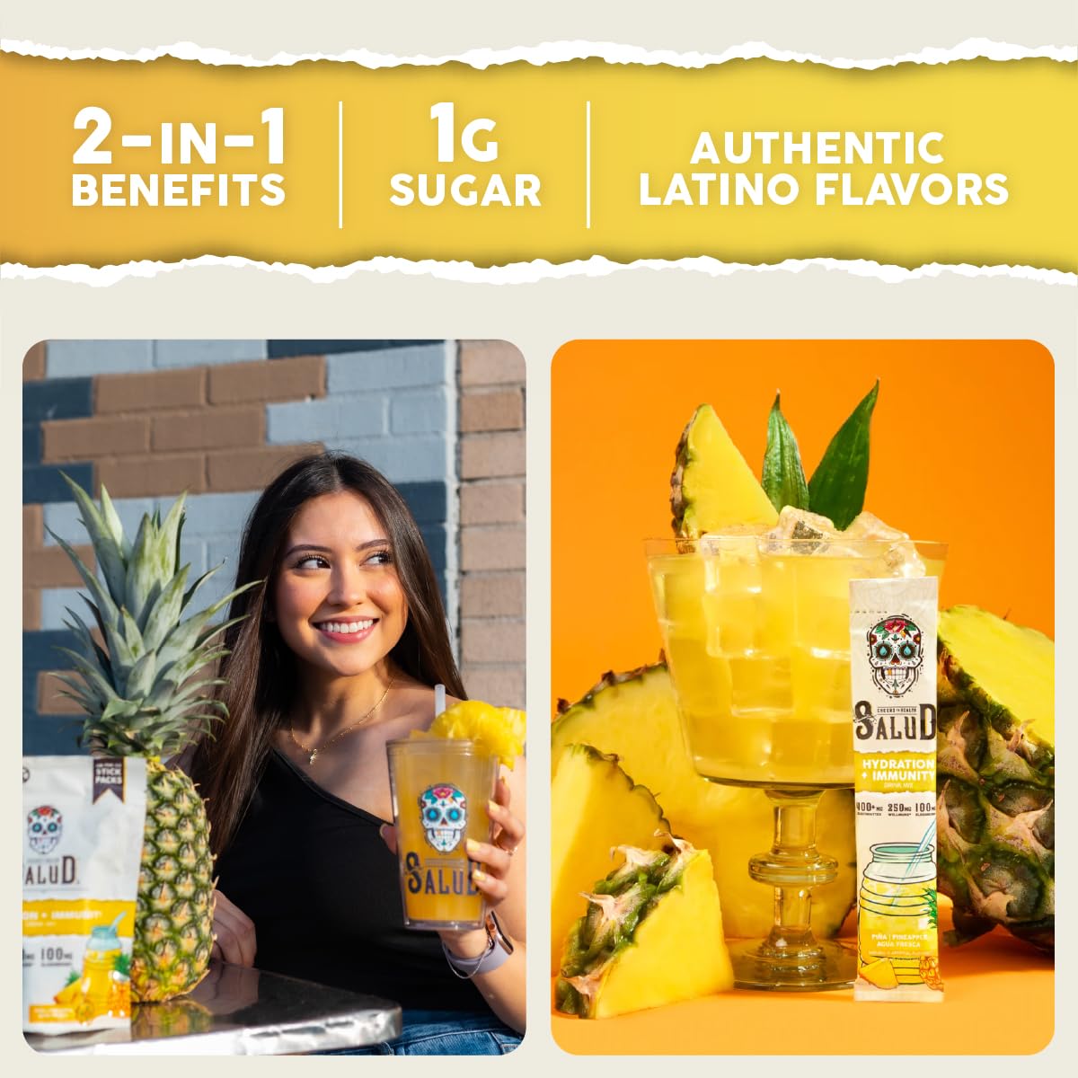 Taste Salud sabor piña, bebida refrescante para empezar el día.