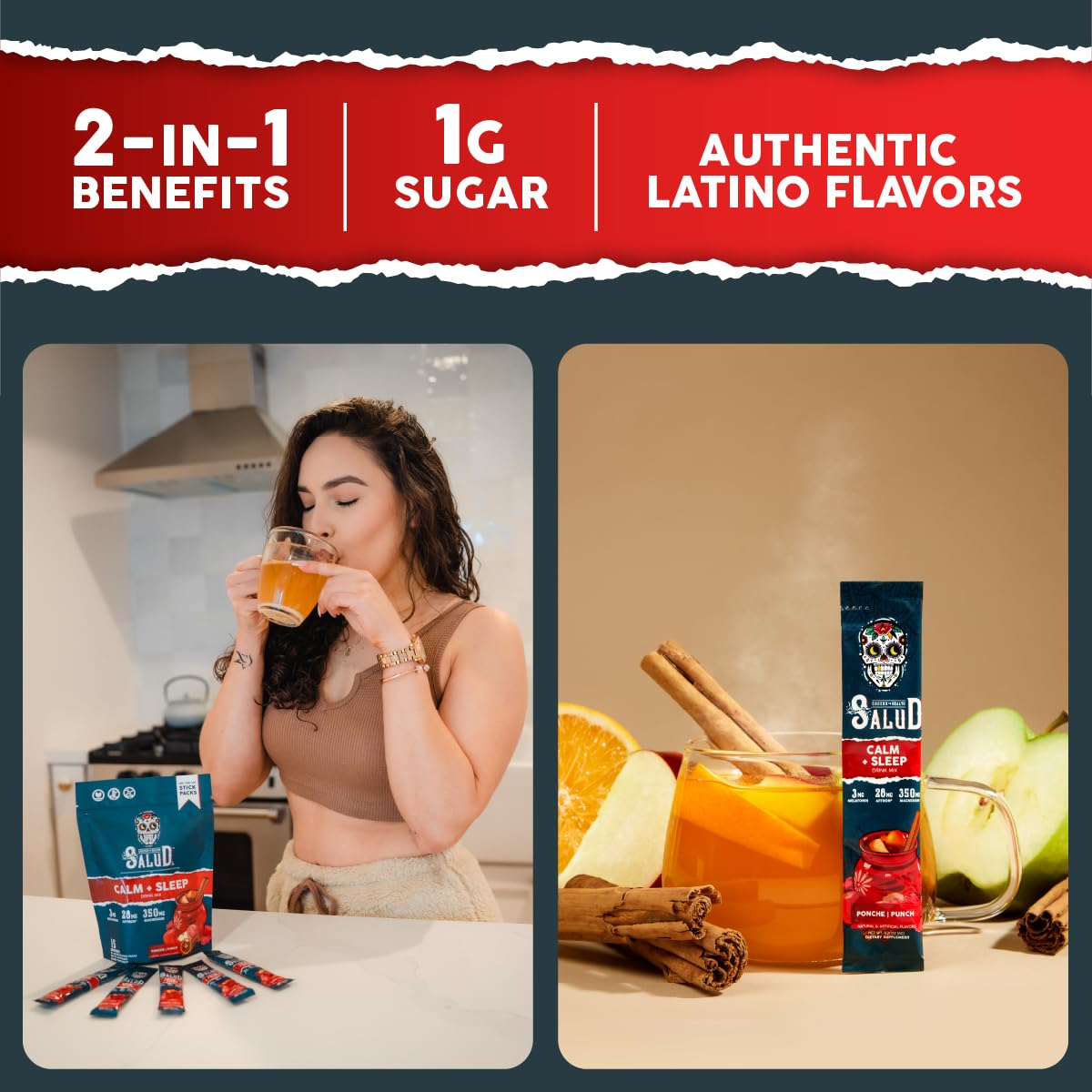 Taste Salud detalle de Melatonina, Affron y Magnesio, ingredientes clave para relajación y apoyo nocturno.