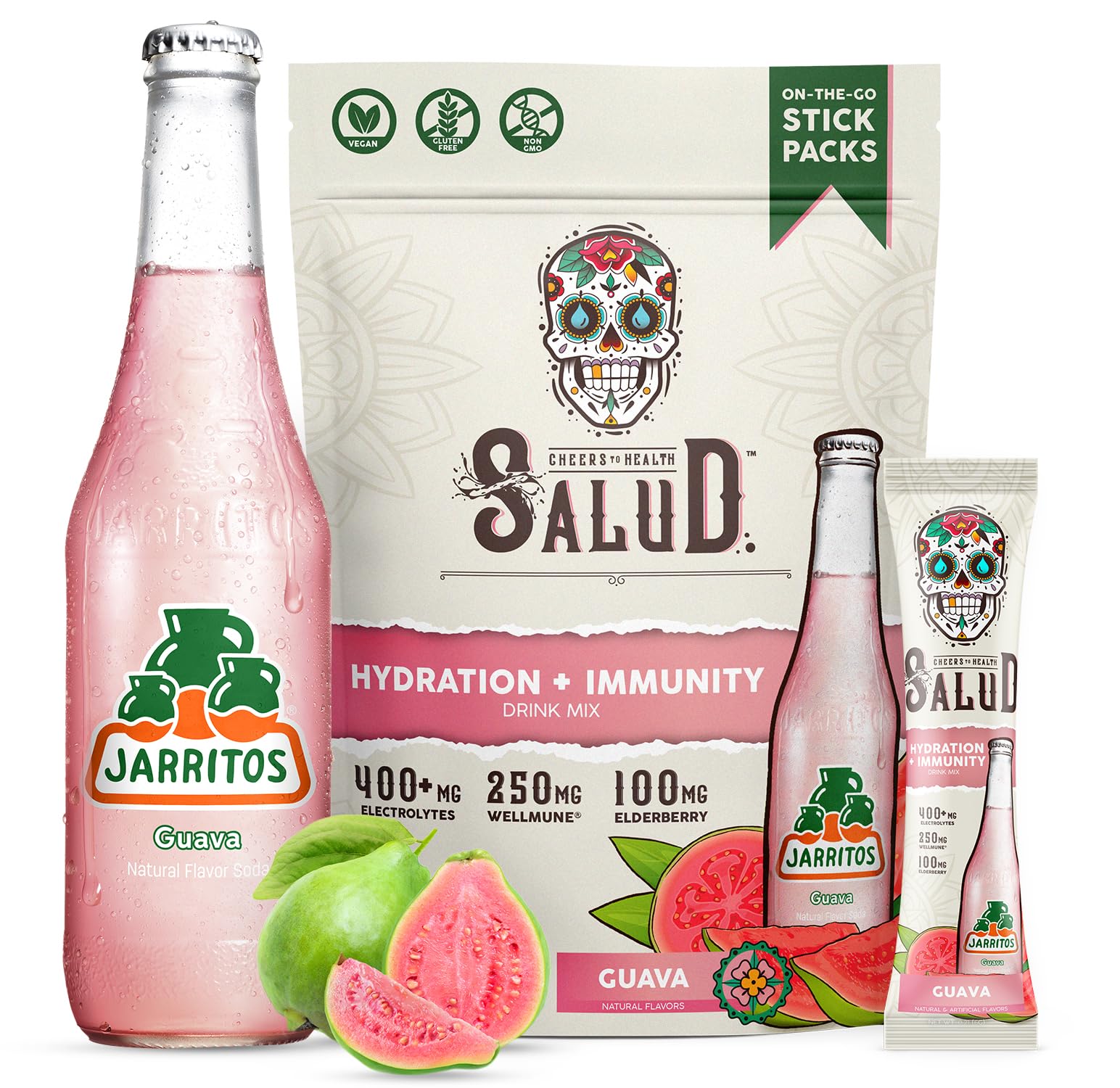 Taste Salud x Jarritos 2-en-1 paquetes de hidratación, ideal para antes o después del ejercicio.