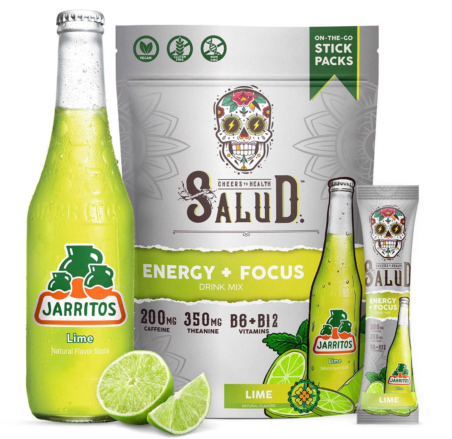Taste Salud Jarritos polvos energizantes limón para empezar el día con energía limpia.