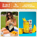 Taste Salud polvo de electrolitos mango, ideal para entrenamientos y recuperación.