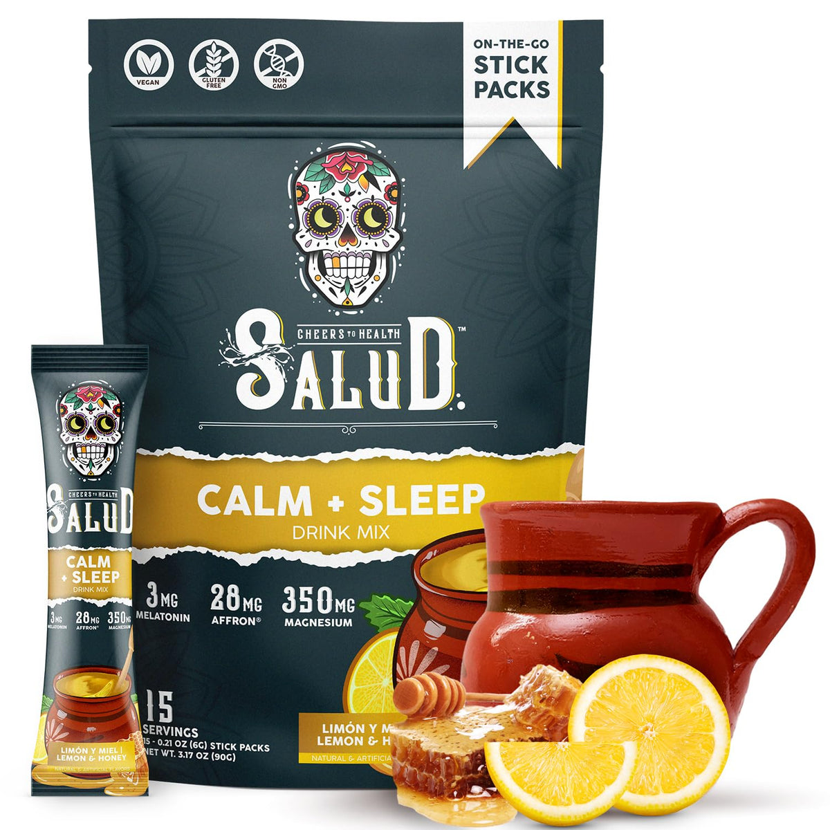 Taste Salud 2 en 1, sabor limón miel, experiencia de relajación antes de dormir.