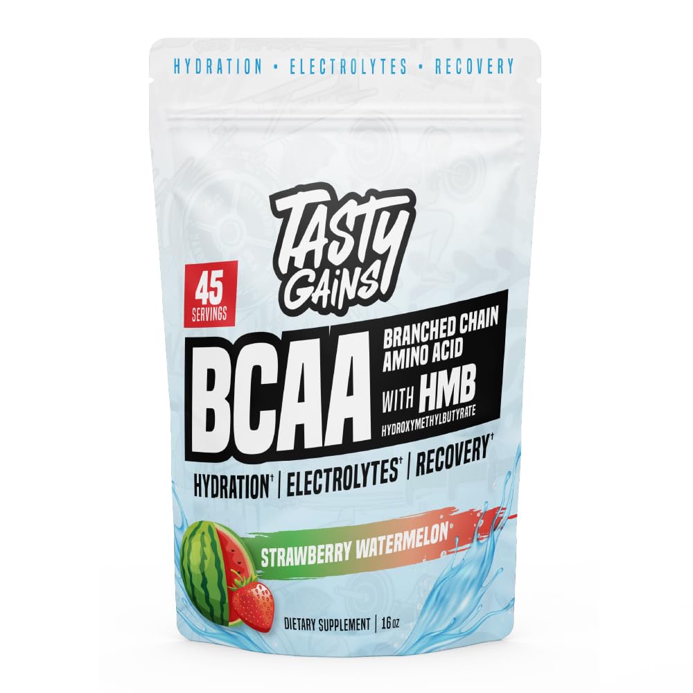 TASTY GAINS, bote de polvo, promueve recuperación muscular y energía sostenida.