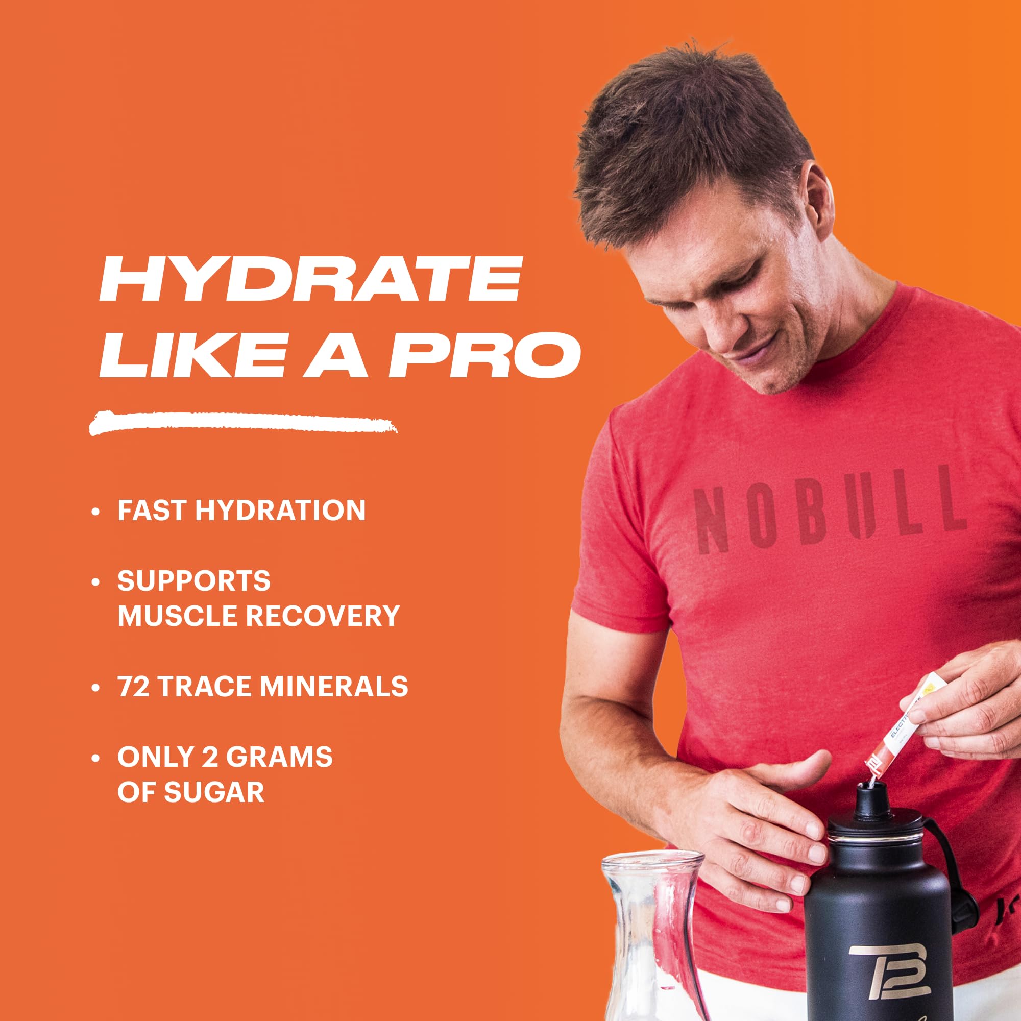 TB12 bebida lista durazno mango en vaso para entrenar.
