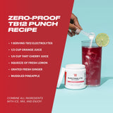TB12 Electrolitos Fruta Punch etiqueta clara facilita saber la porción adecuada